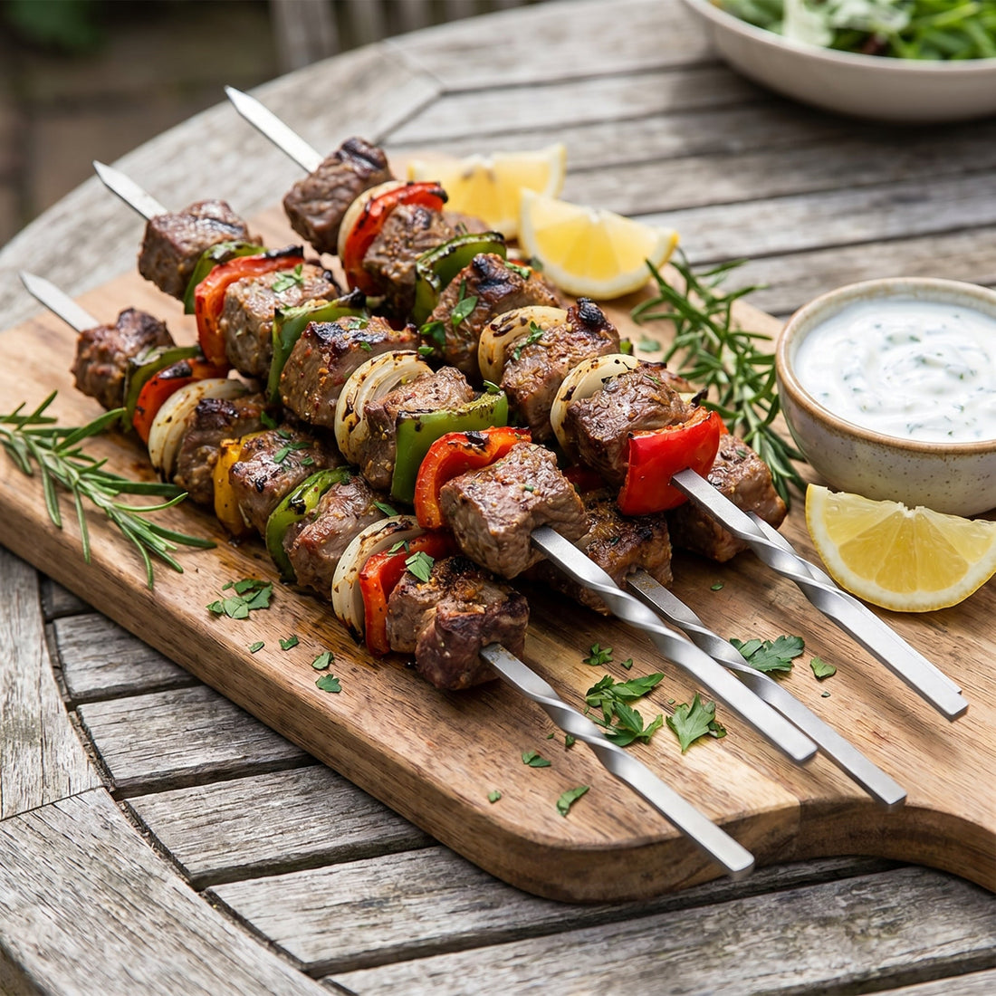 Holzspieße vs. Titan-Grillspieße — warum wiederverwendbar die bessere Wahl ist